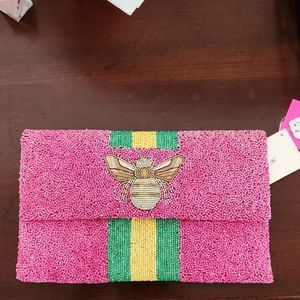 NWT Tiana Beaded Crossbody/Clutch Pink
